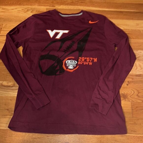 Nike Other - Nike Virginia Va Tech Hokies Maroon 2012 Sugar bowl slim fit T shirt L